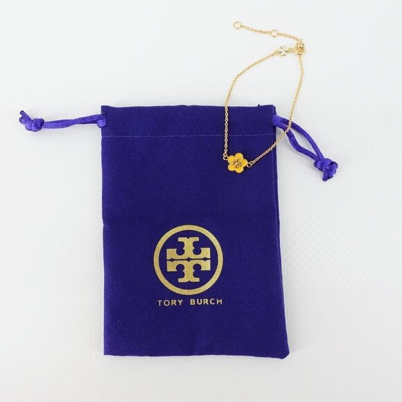 Tory Burch Kira Enamel Flower Chain Bracelet Yellow OS - Picture 3 of 12